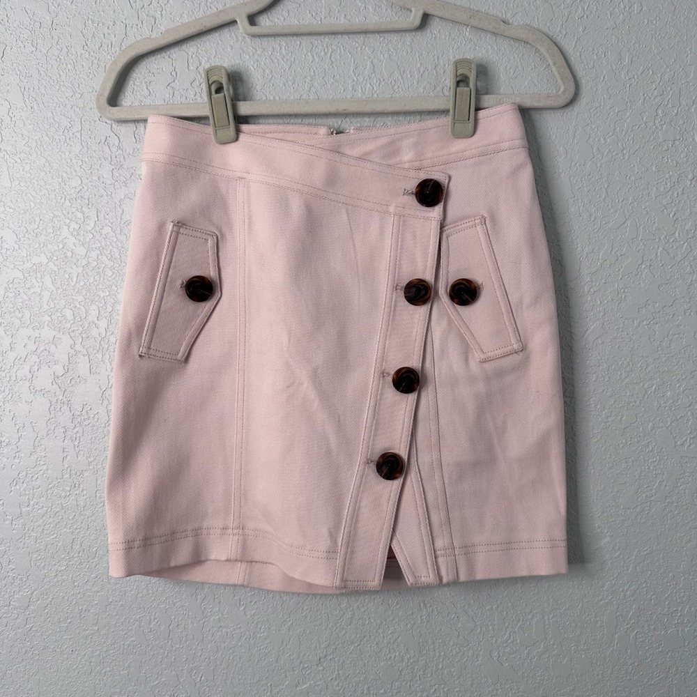 Significant Other Amora Pink Asymmetrical Button Mini Skirt US 4